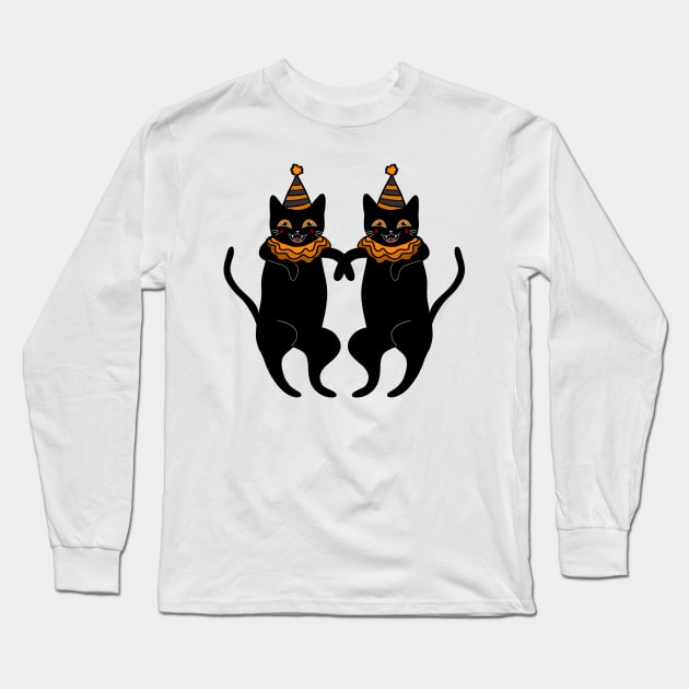 Clown Cats Long Sleeve T-Shirt by KilkennyCat Art